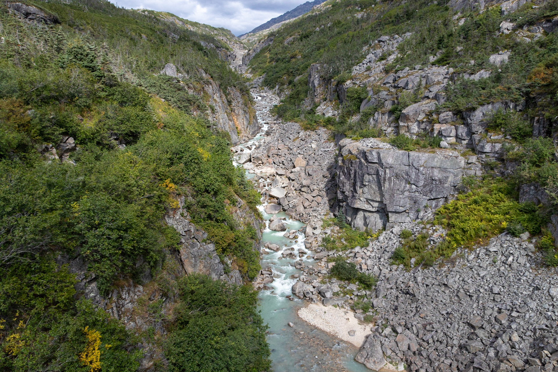 View of the glacial streams near White Pass Peak