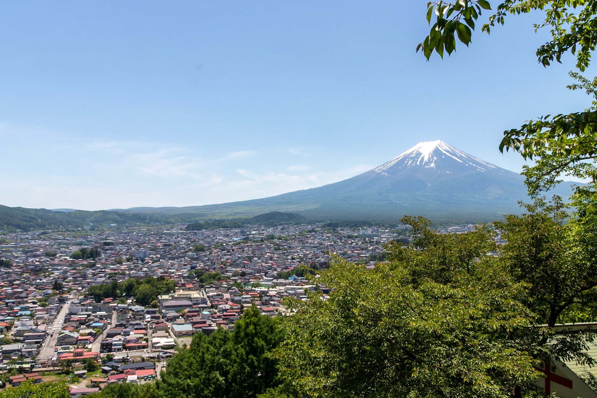Mt. Fuji as seen from the Shiogama Shrine.