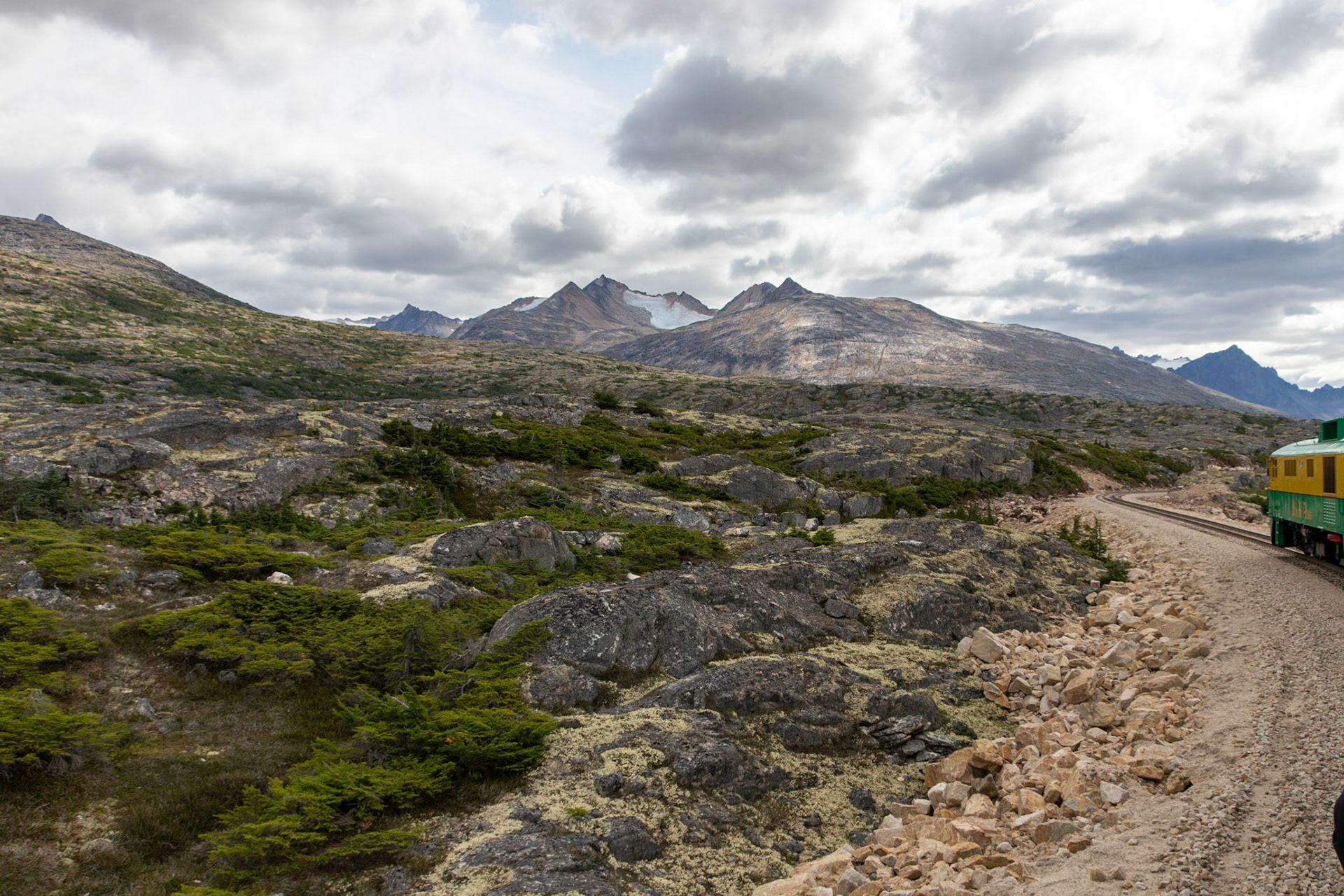 A view of the many glaciers north of the White Pass Peak