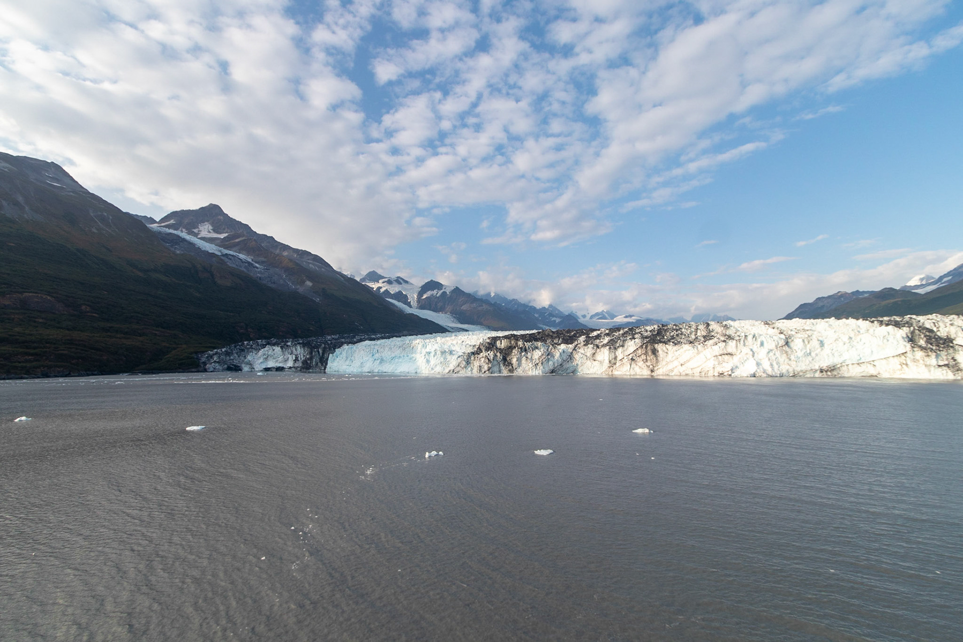 Here you can see most of the face of the Harvard glacier, and it's origin into the distance of the upper left of the photo.