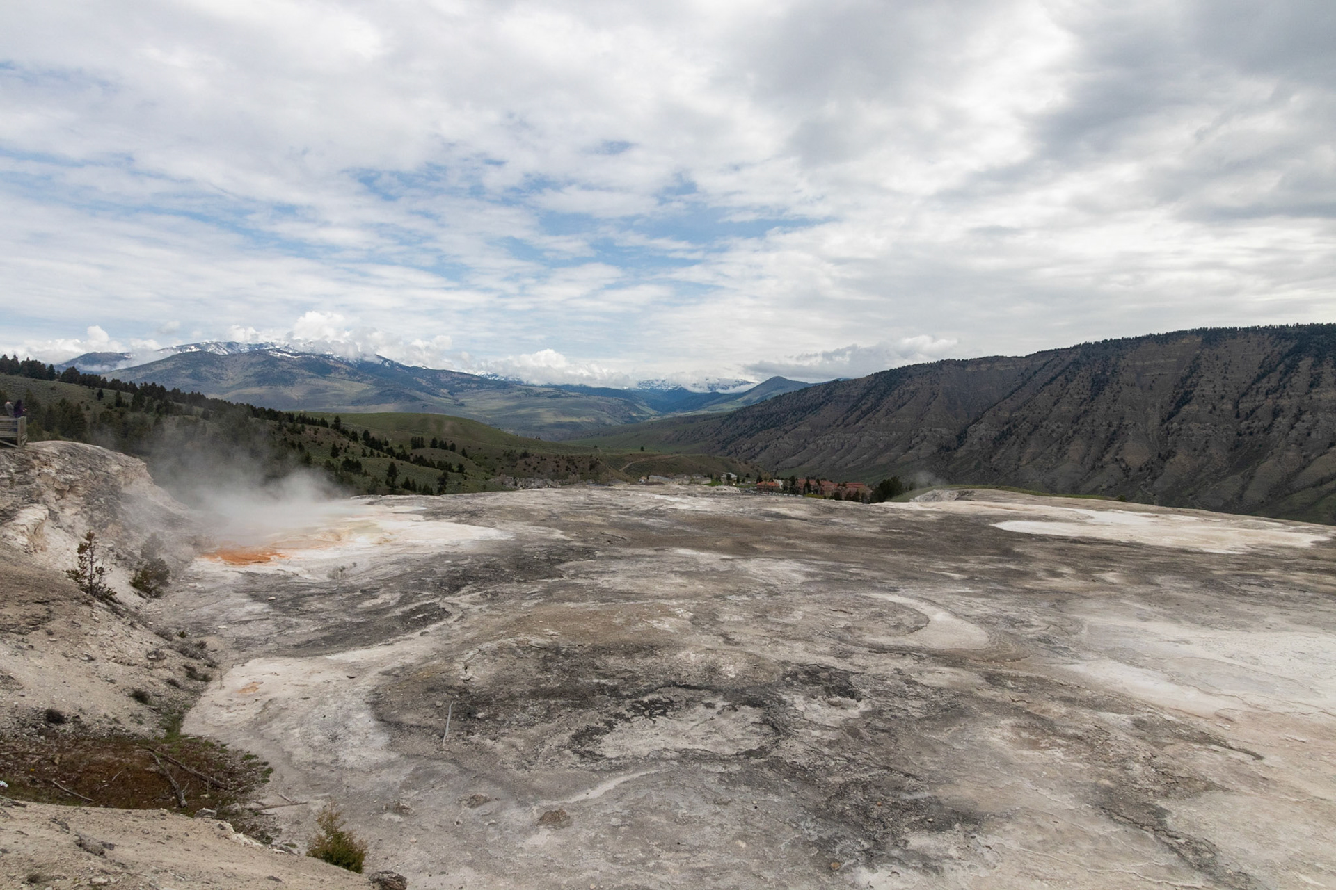 Mammoth Hot Springs Main Terrace from the overlook.