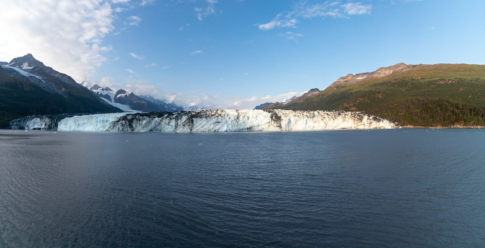 This is a panorama of the Harvard Glacier's face. Don't let this deceive you, this is 1.5 miles wide!