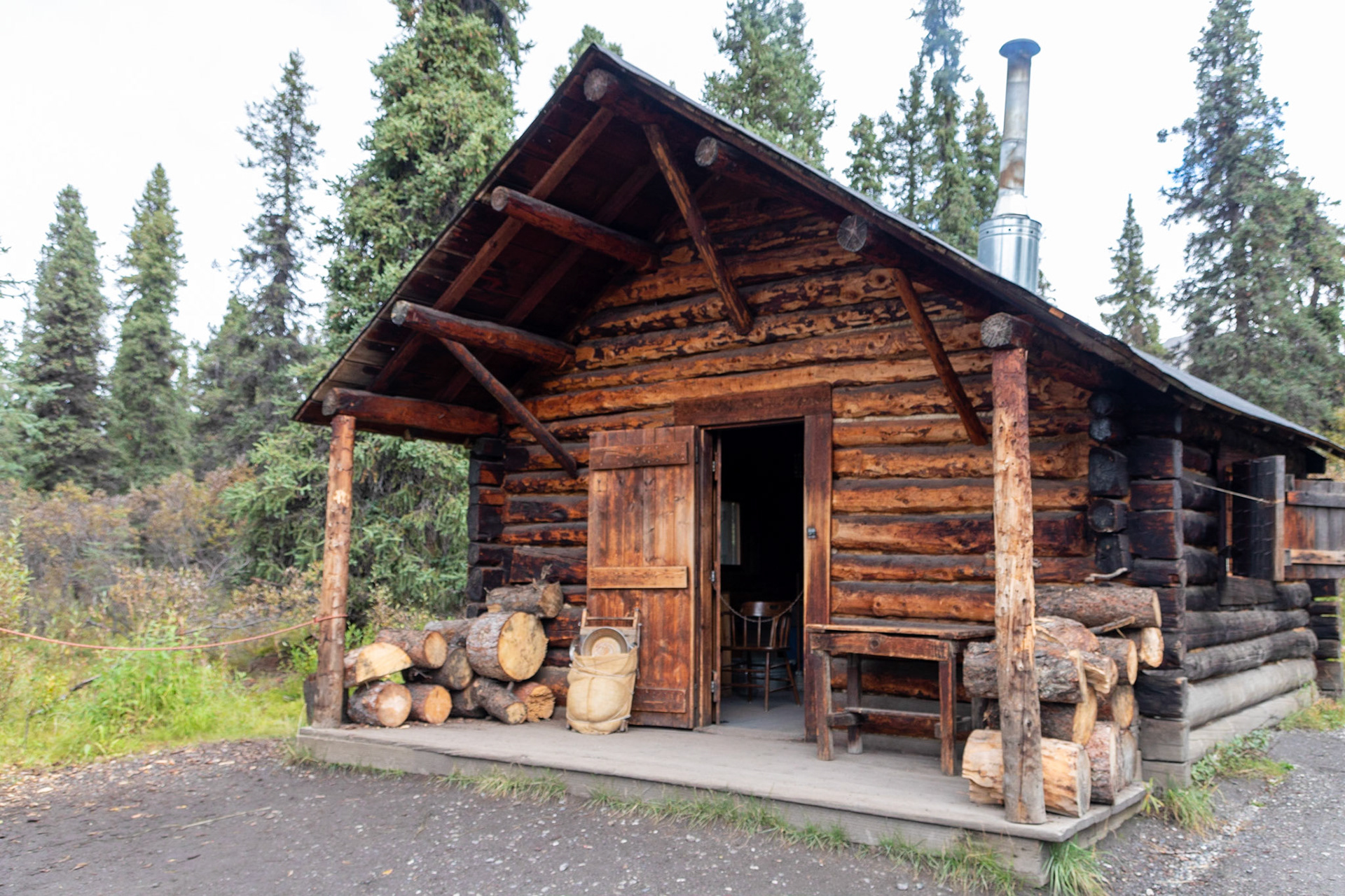 Originally constructed by the Alaska Road Commission in 1924-1925, the Savage cabin and interpretive trails are now used as part of living history presentations in the summer months.  During the winter the cabin become strictly utilitarian by providing shelter for patrols.