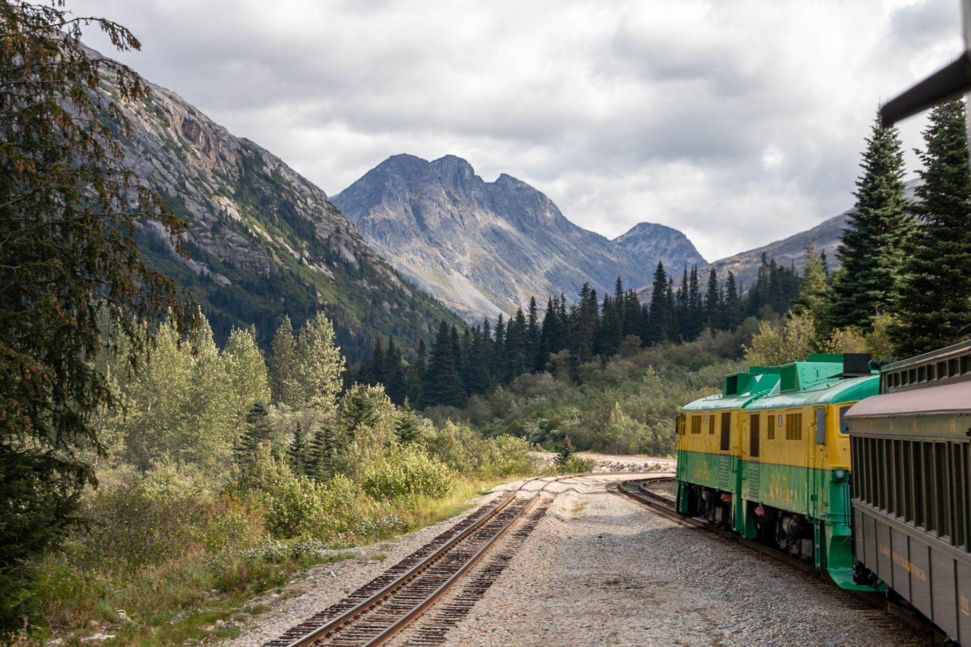 a view forward up the tracks as we ascended the mountain to white Pass.