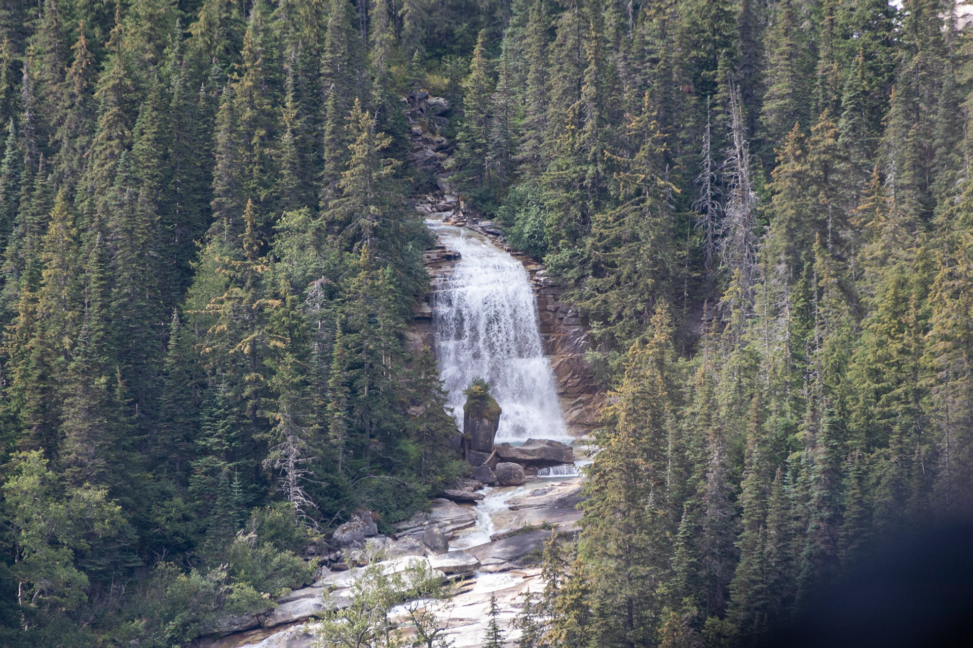 Bridal Veil Falls as seen from the rail onboard the White Pass Railway