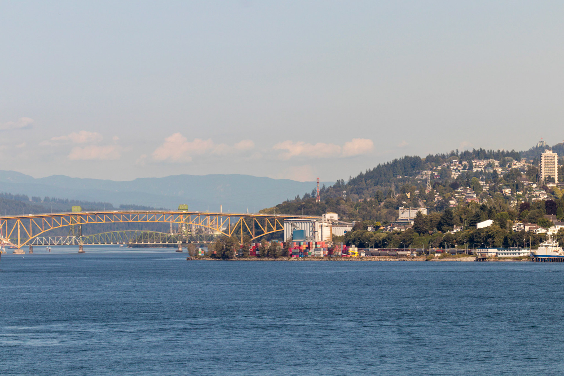 View of the bridge from the cruise ship as we sailed away and out of Vancouver Harbour