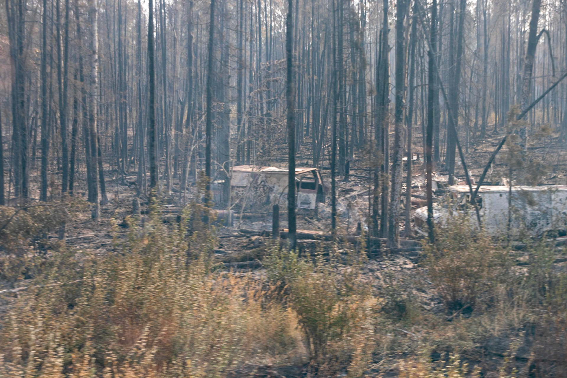 Aftermath of the fire that was currently ongoing in the McKinley area.