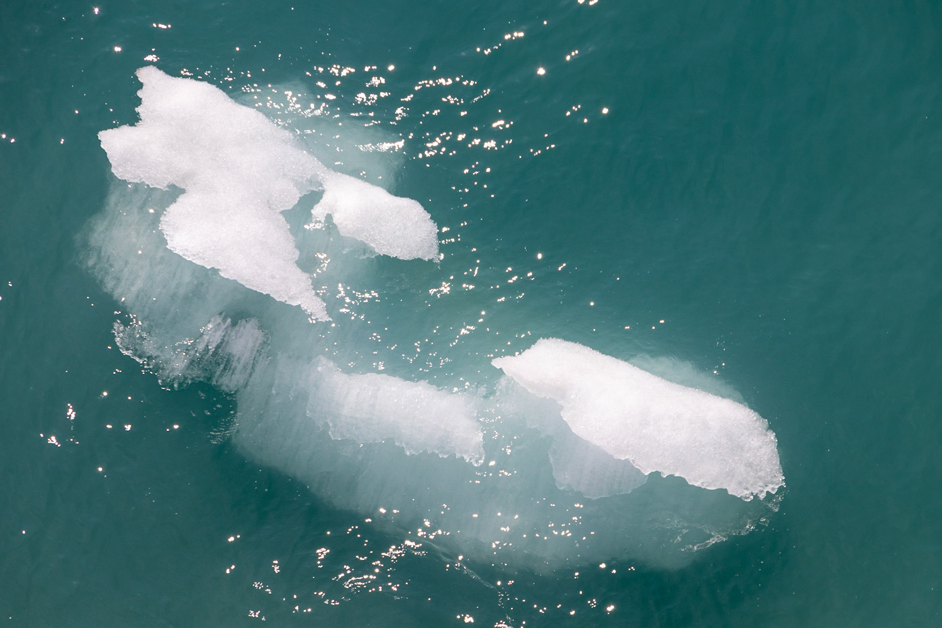 A "small" chunk of ice calved from the glaciers