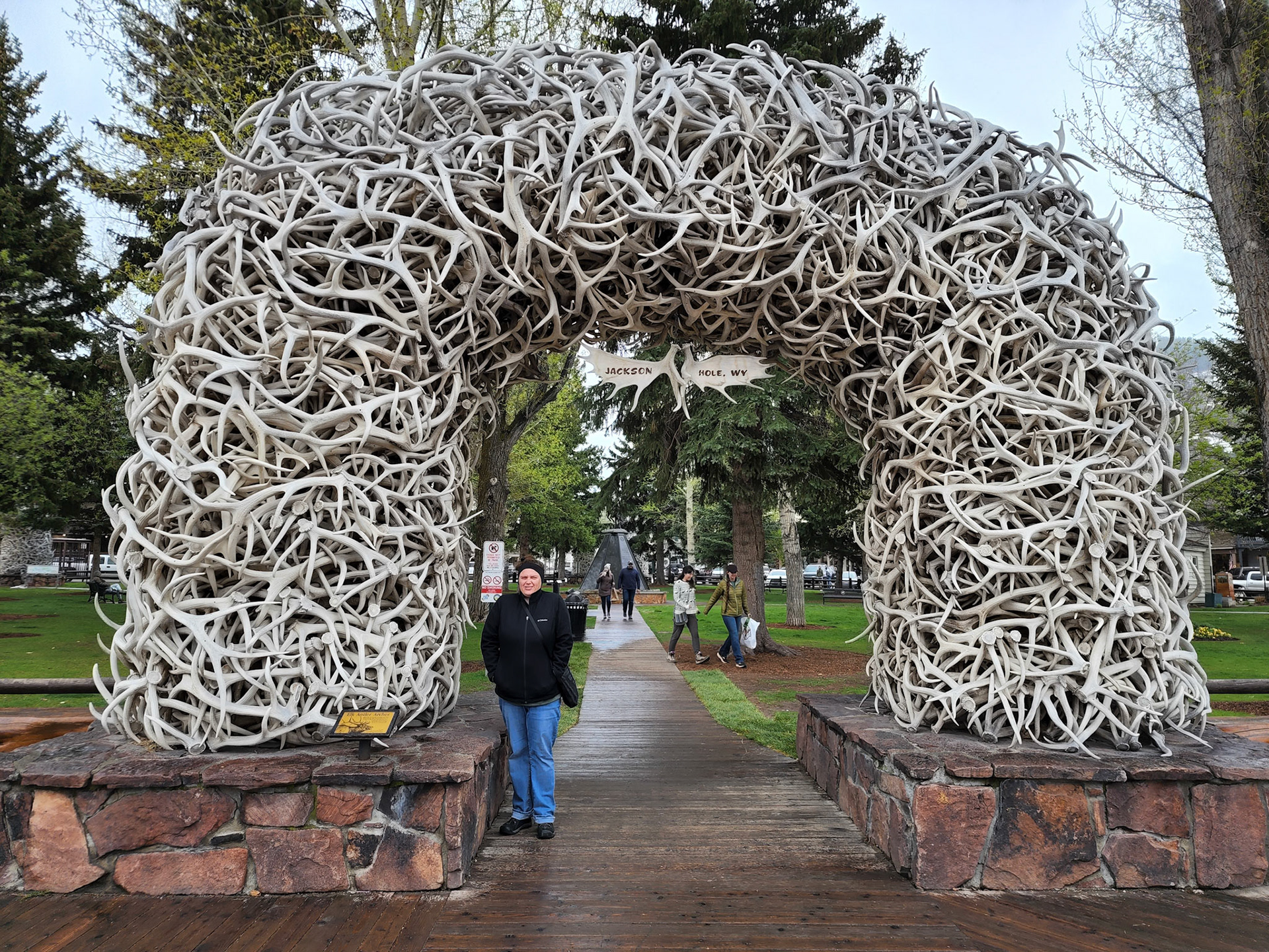 An arch made of  Elk Antlers, at the town square of Jackson, WY.