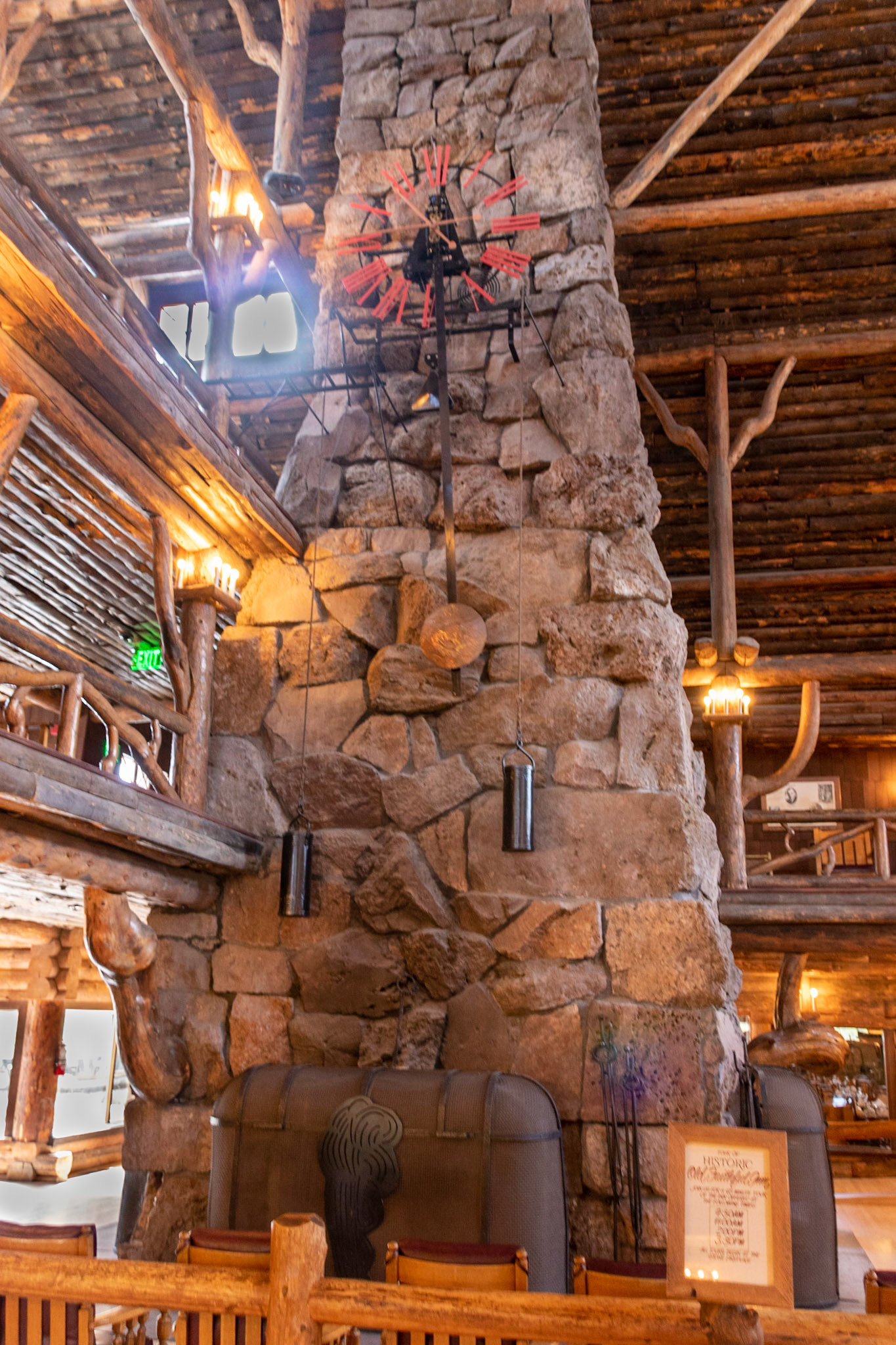 The great fireplace at the Old Faithful Inn