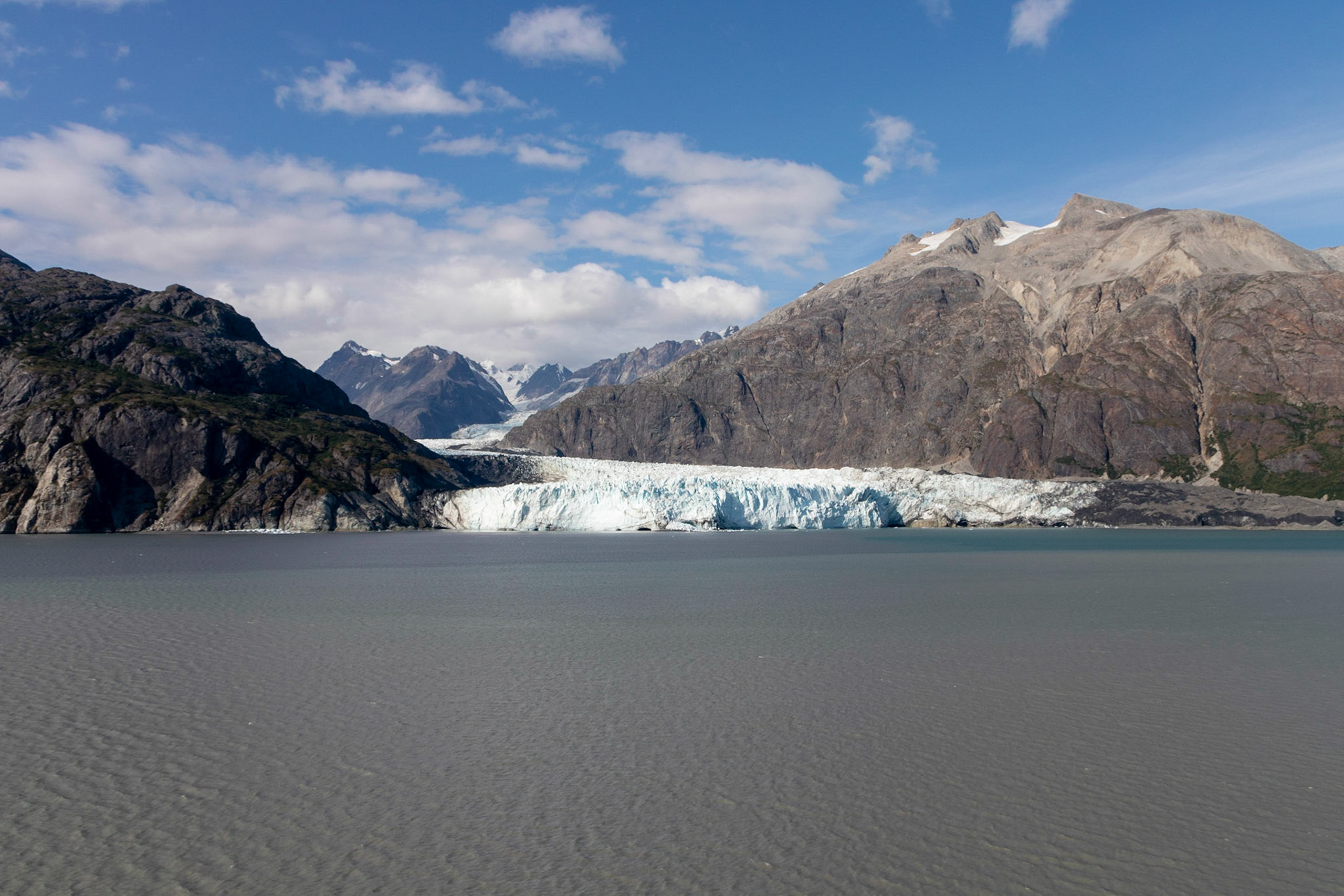 A view of the face of the Margerie glacer with the source of the glacier nearly 21 miles back.