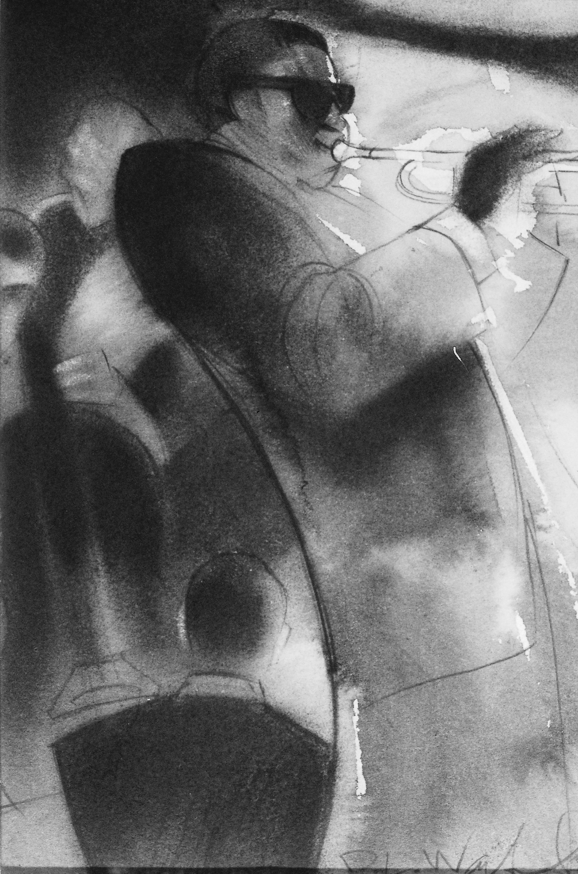 Green Hall Blue Mood study - ink wash on paper