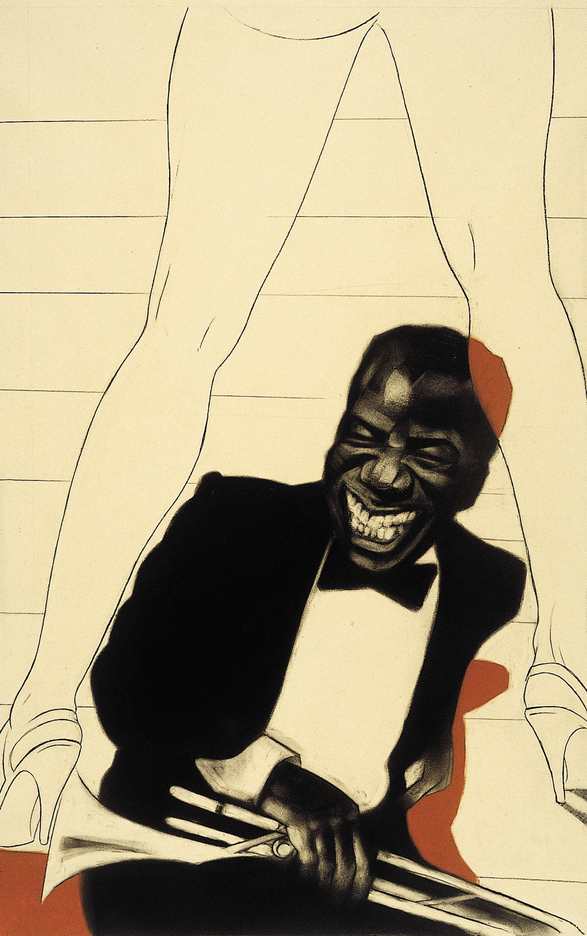 Satchmo Laughed - charcoal on paper