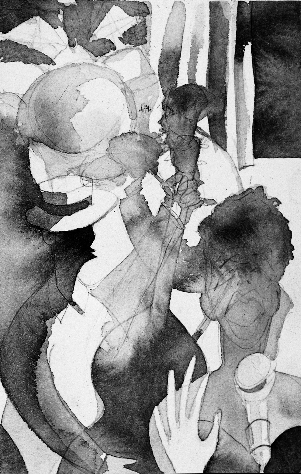 Jazz Cafe Study - ink wash on paper