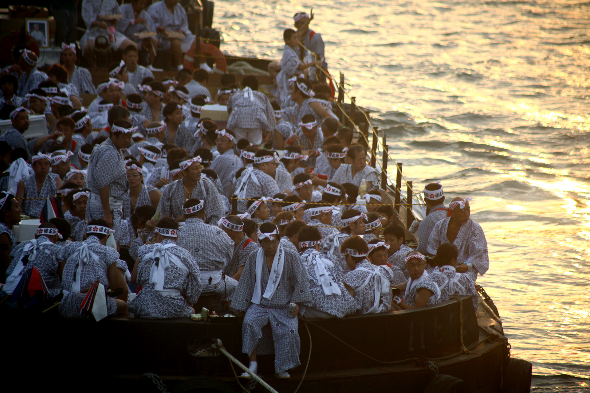 People on the boat at festival, JAPAN