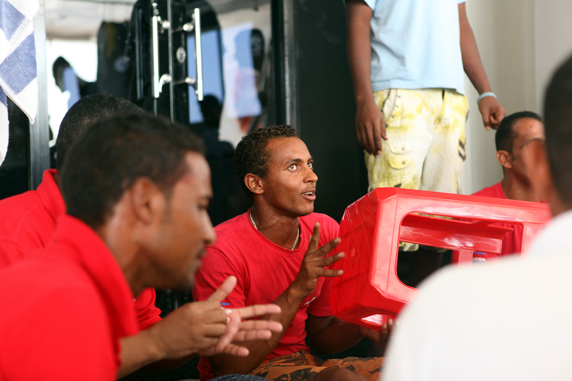 Dive boat workers having fun, EGYPT