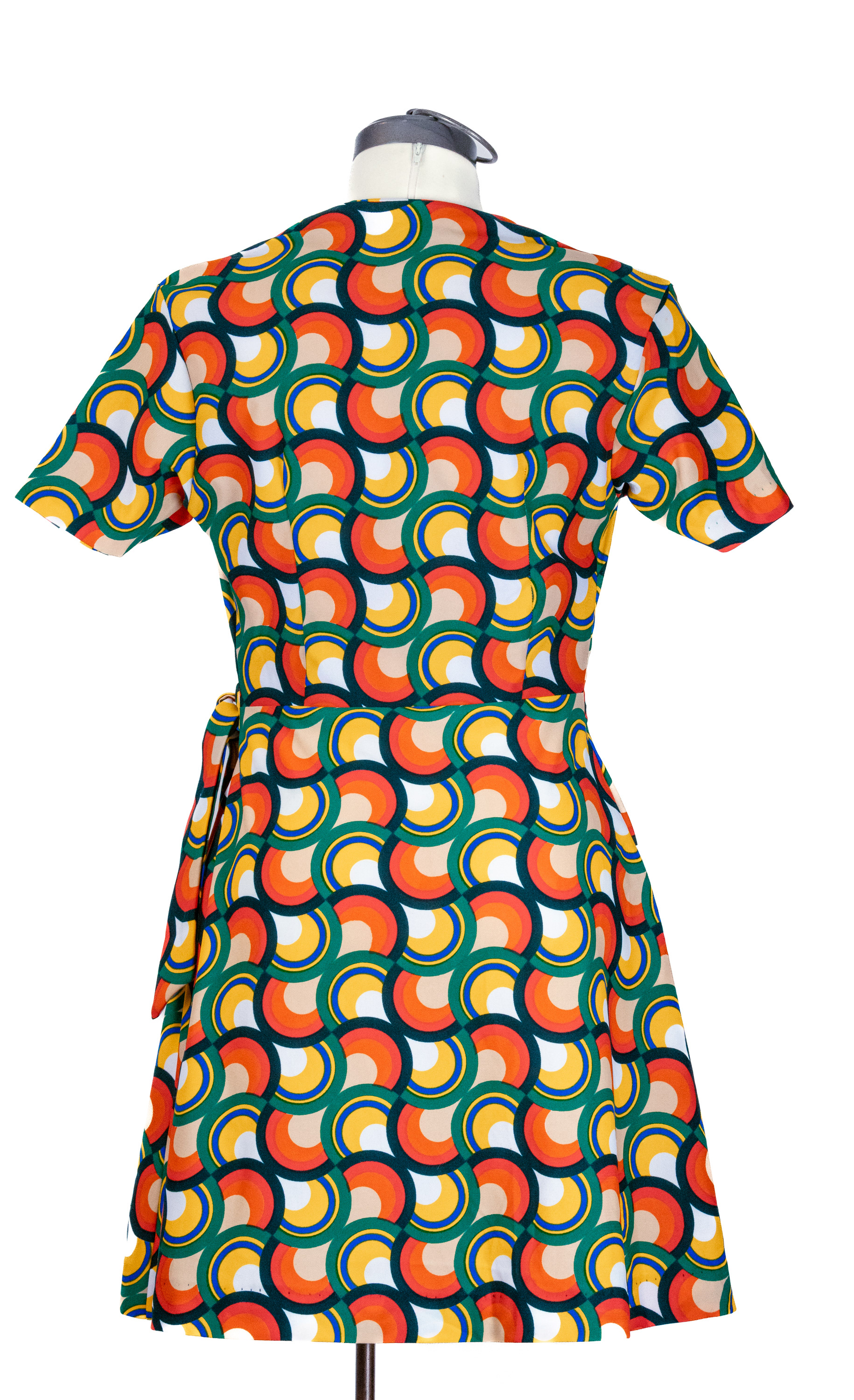 psychedlic scallop patterned short dress small orange/yellow/green/black/blue SVdress9S $45.00