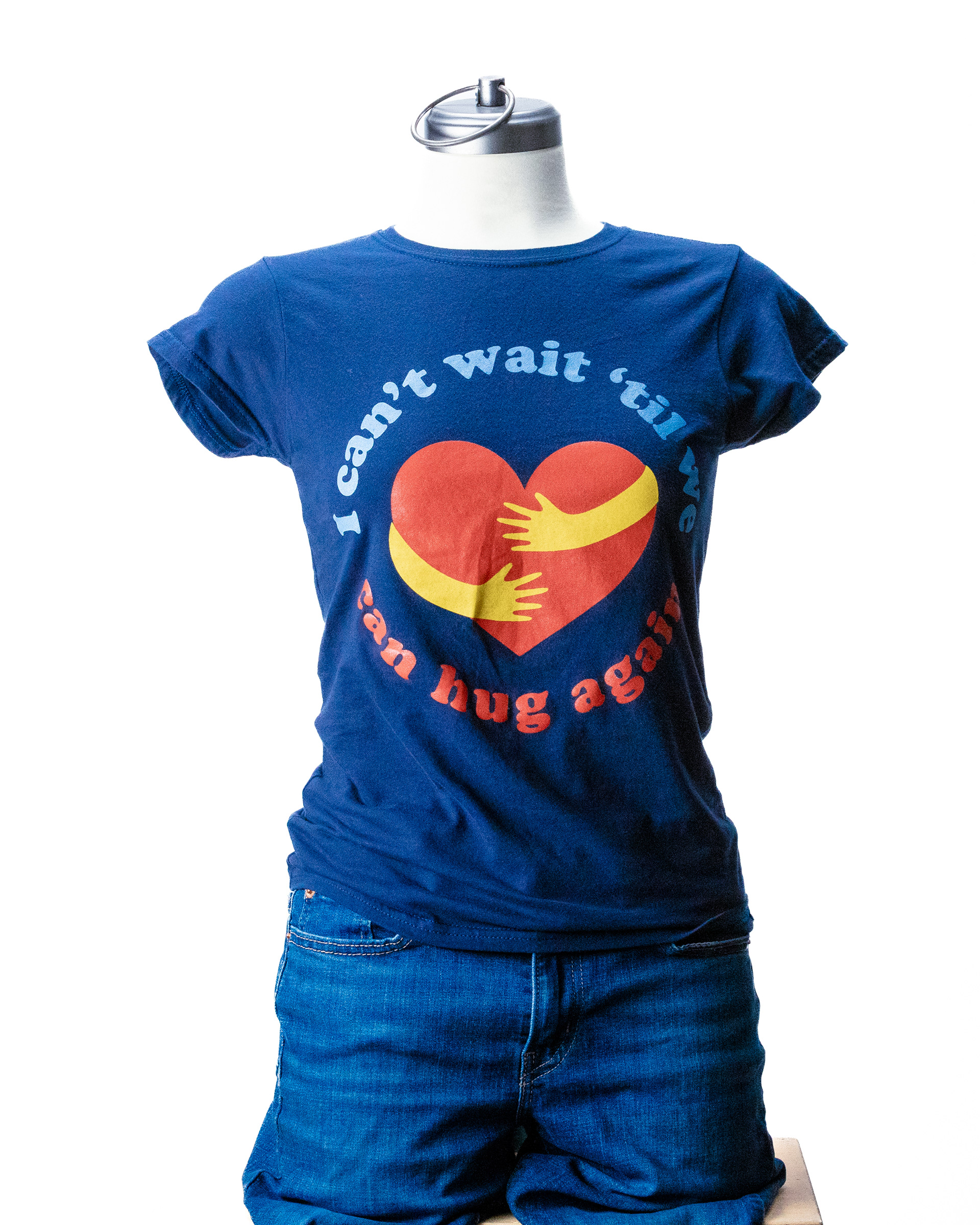 tight T- I can't wait til we can hug again small navy HMD13S $25.00