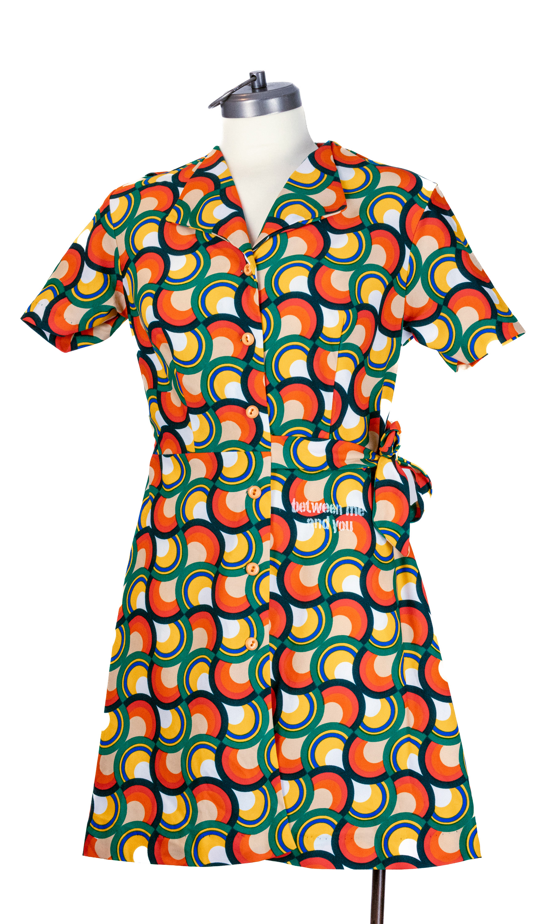 psychedlic scallop patterned short dress small orange/yellow/green/black/blue SVdress9S $45.00