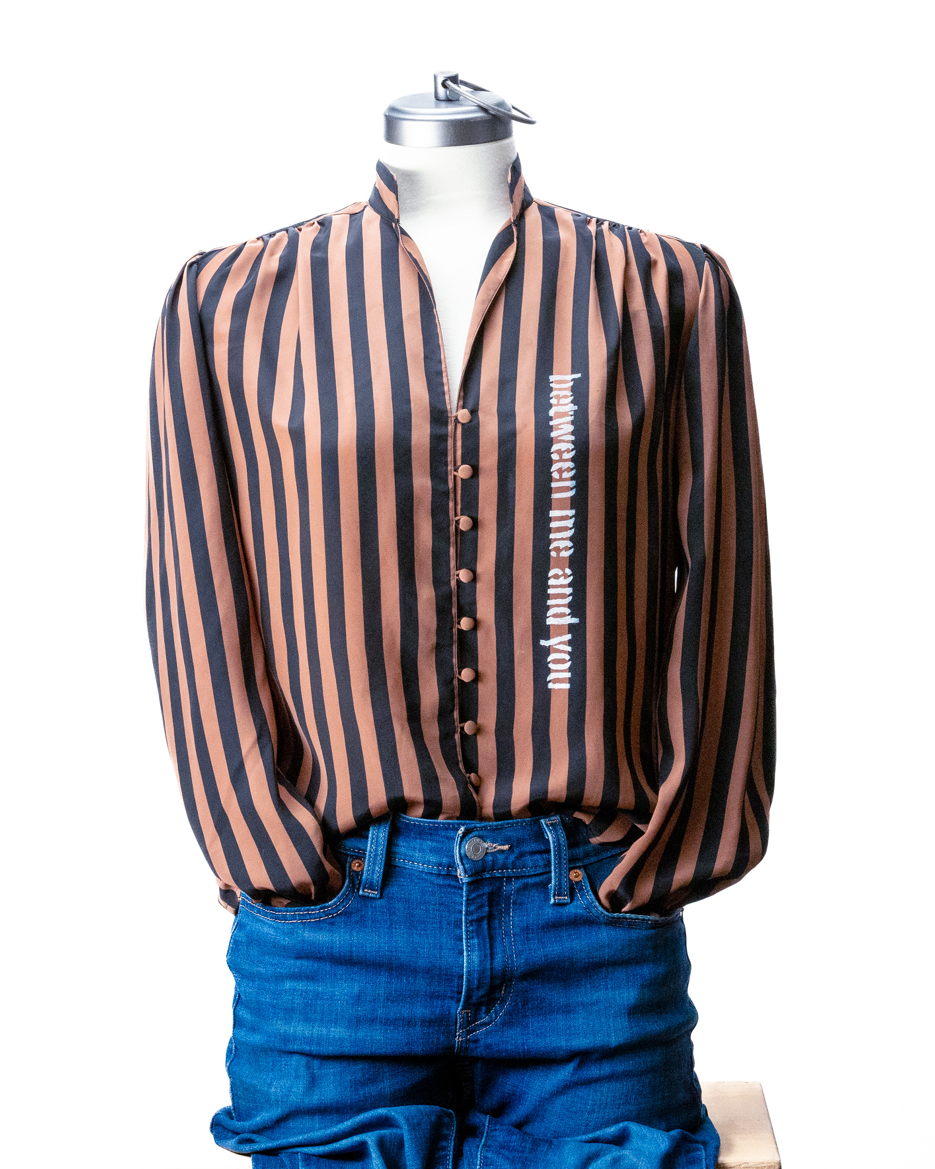 vertical stripe small black/tan stripe SVtop2S $40.00