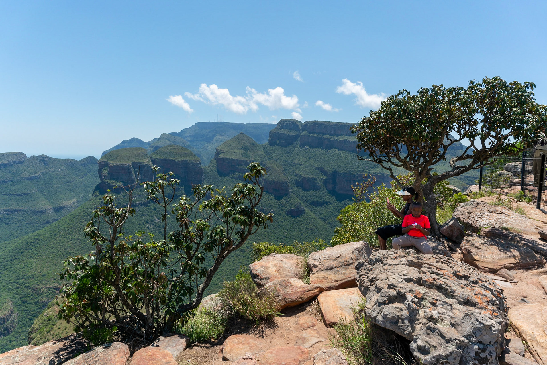View over Blyde Canyon near Hoedspruit in South Africa with view over Three Roundavels