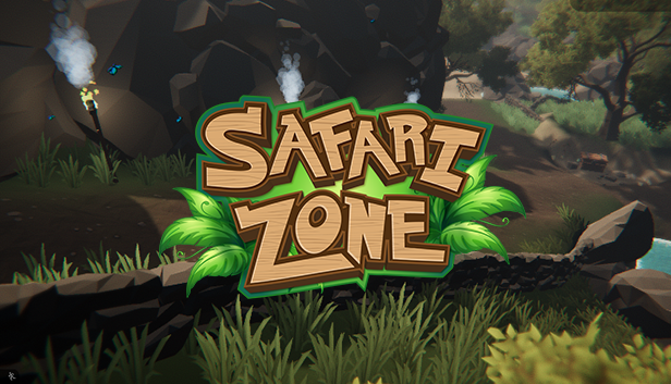 Safari Zone Logo on top of a screenshot of gameplay