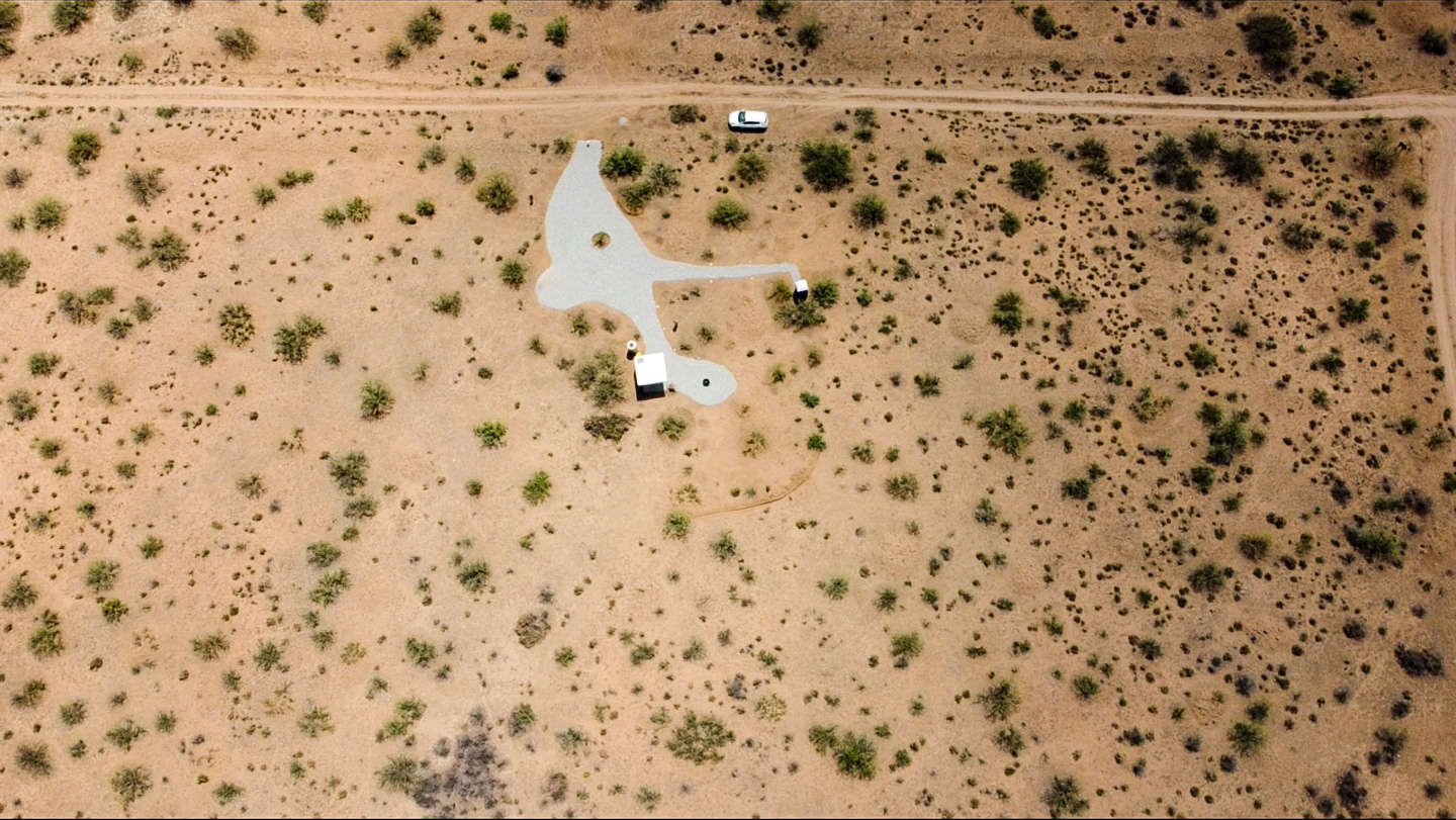 Aerial view of the campground and the five acres of land surrounding it