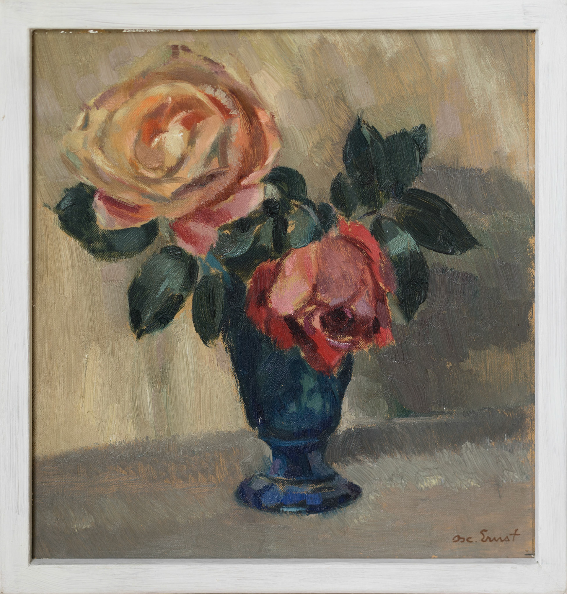 32 Oscar Ernst - Rosen in blauer Vase, 110 CHF