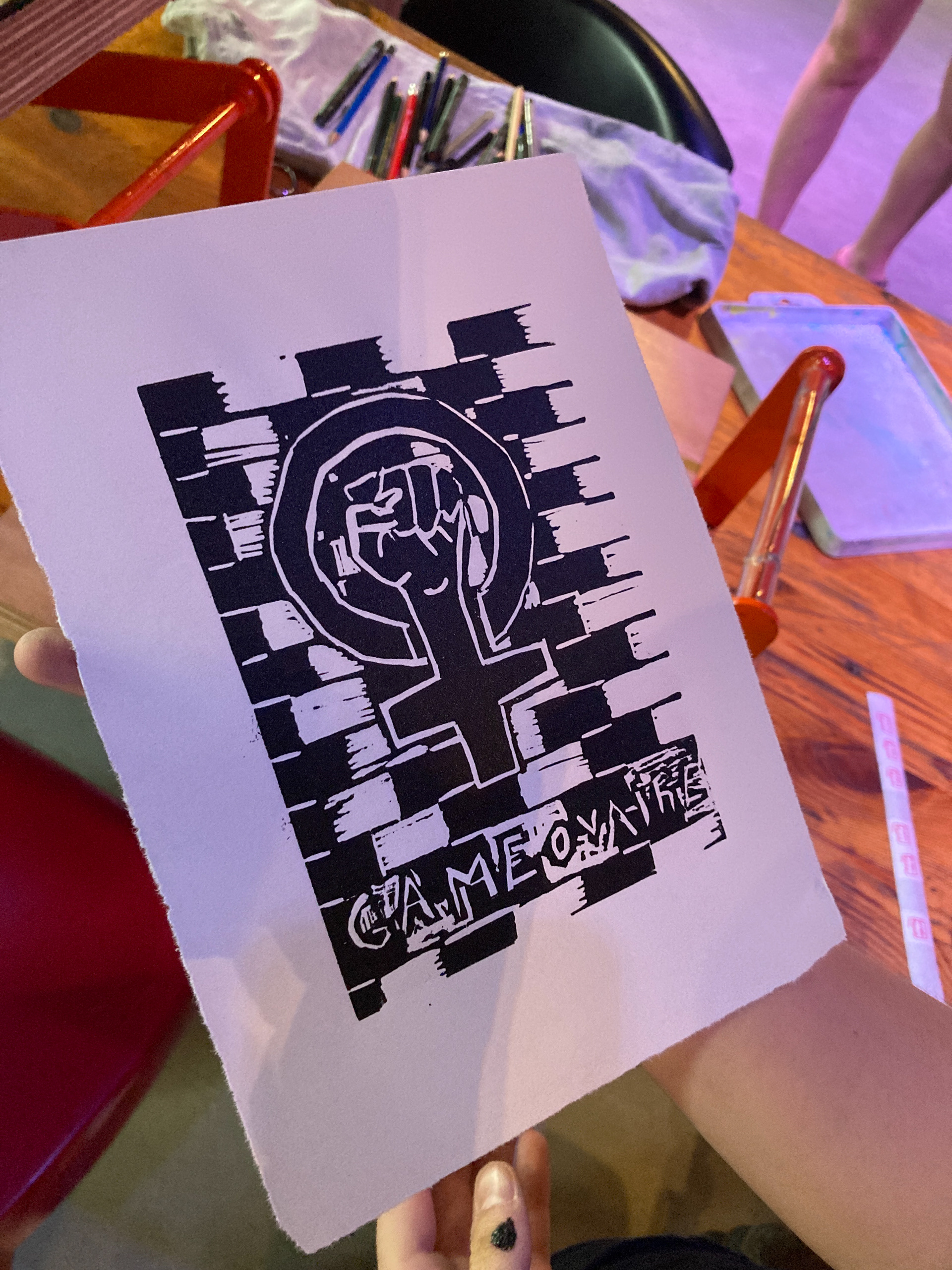 Atelier de  linogravure Grenoble 