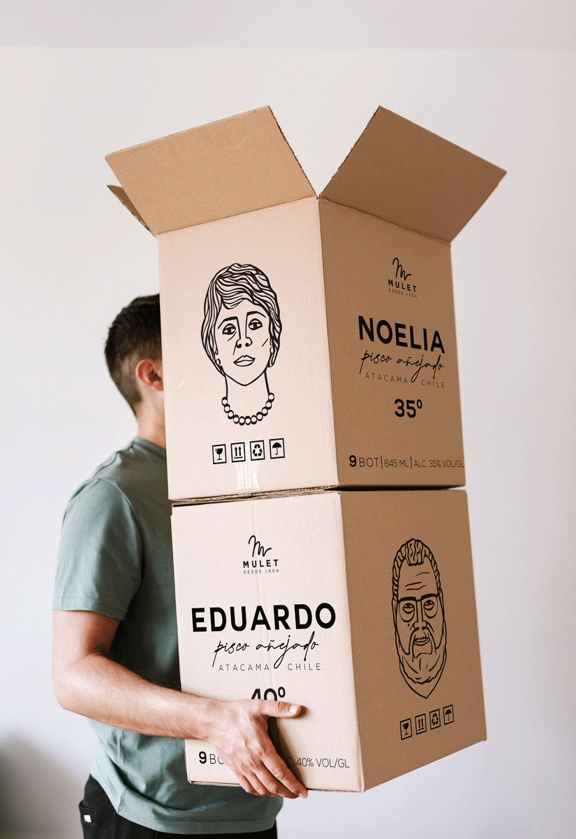 9 Bottles box design por each type of Pisco