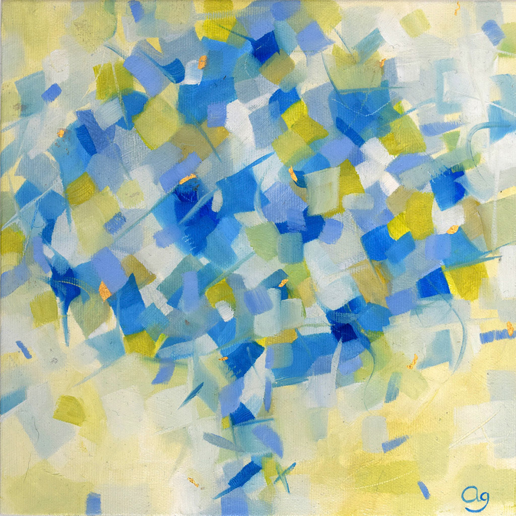 Huile et feuille dorée sur toile