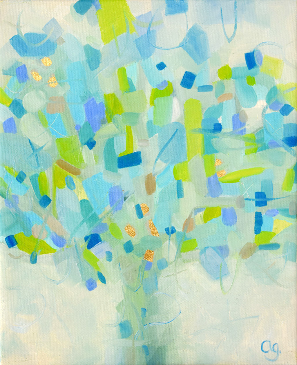 Huile et feuille dorée sur toile - 27 x 22 cm - vendu