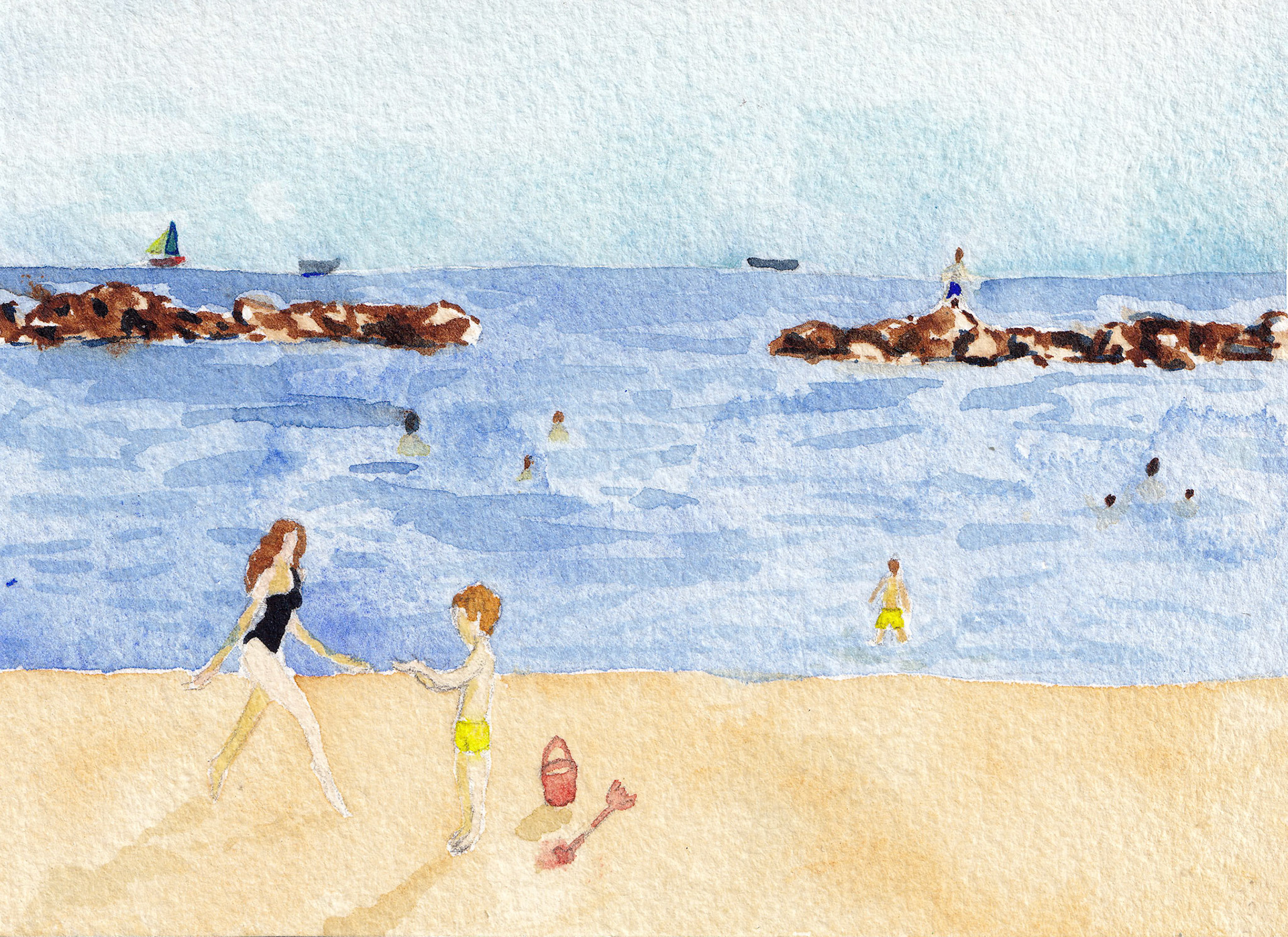 Plage avec mère & fils