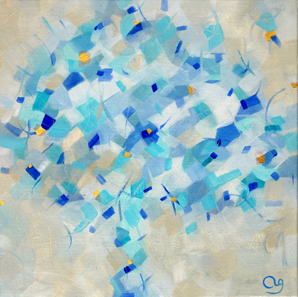 huile et feuille dorée sur toile - vendu