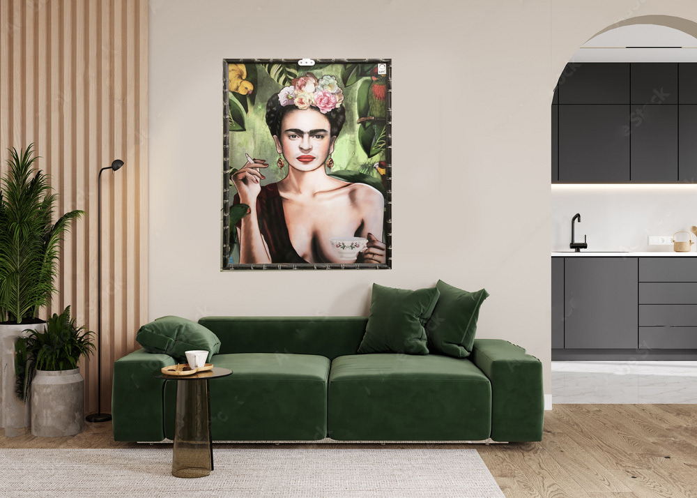 Gallery sourced art of Frida, bamboo black frame