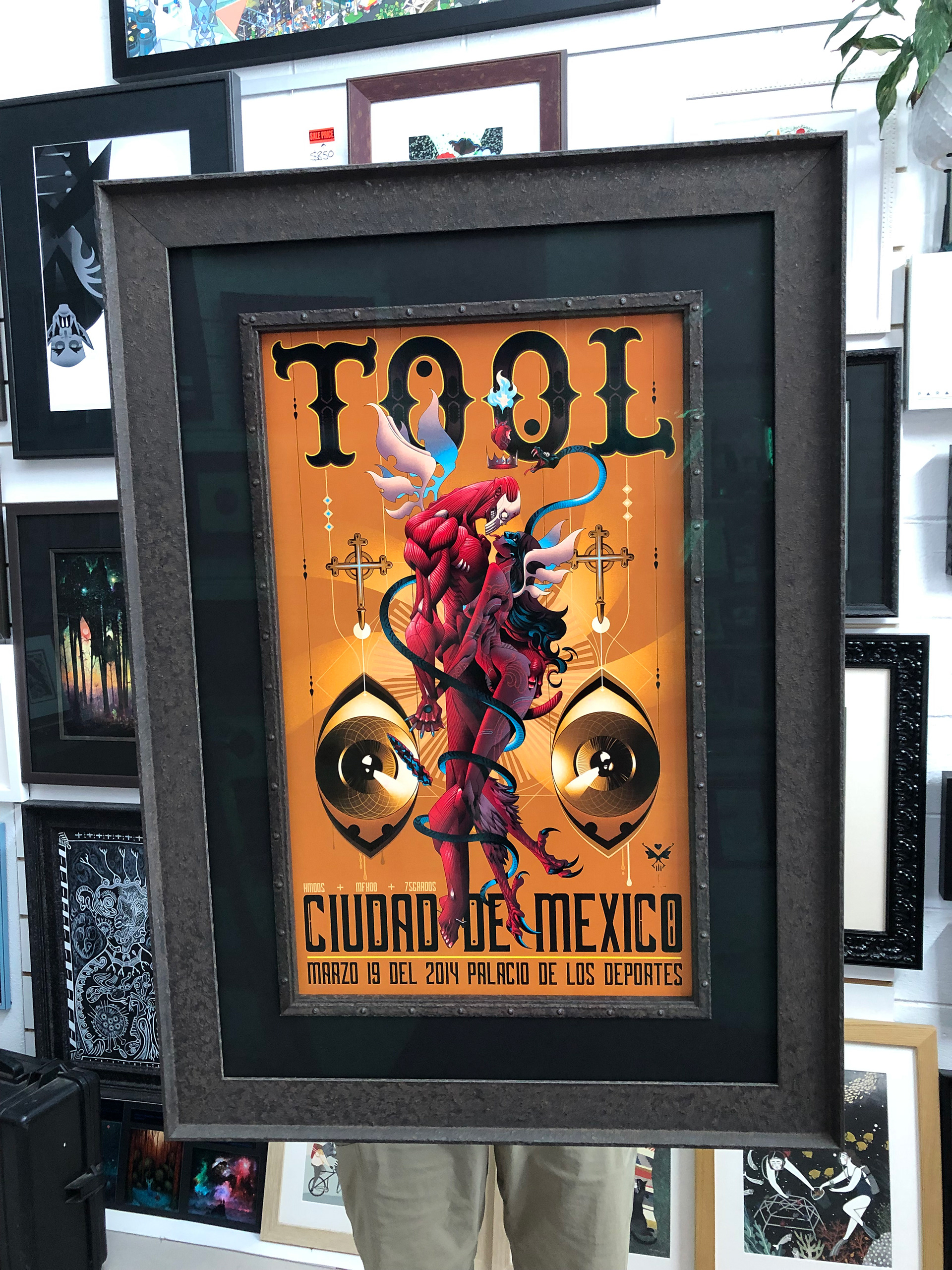 Framed with the ever popular aged steal with reverse cut fillet and Art70 glass $1800