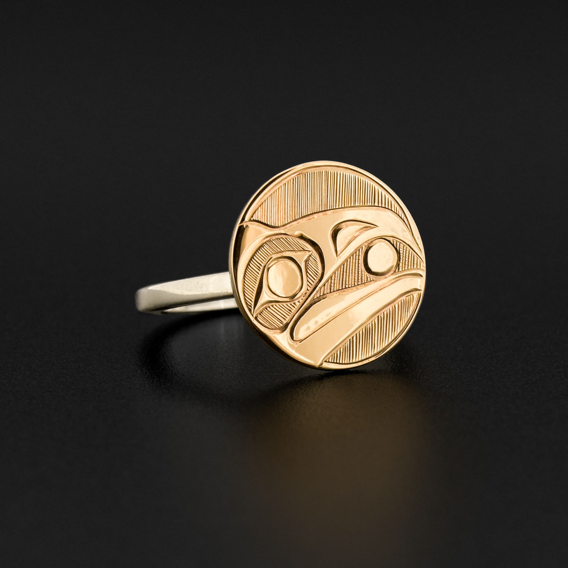 14 k Yellow Gold Raven& the Light Ring by Holly Bartlett