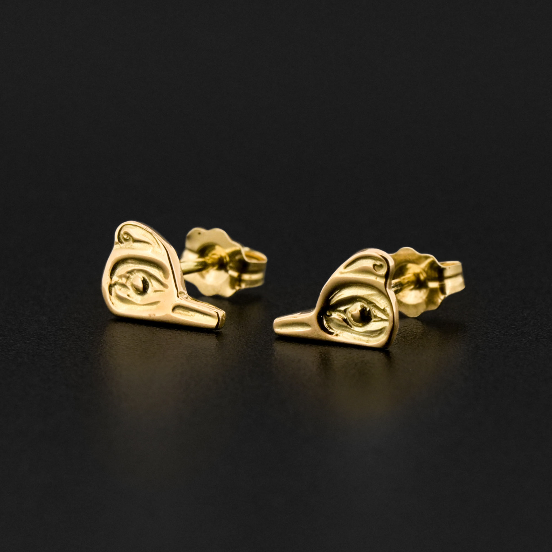 14k Yellow Gold Hummingbird Studs - Carrie Matilpi