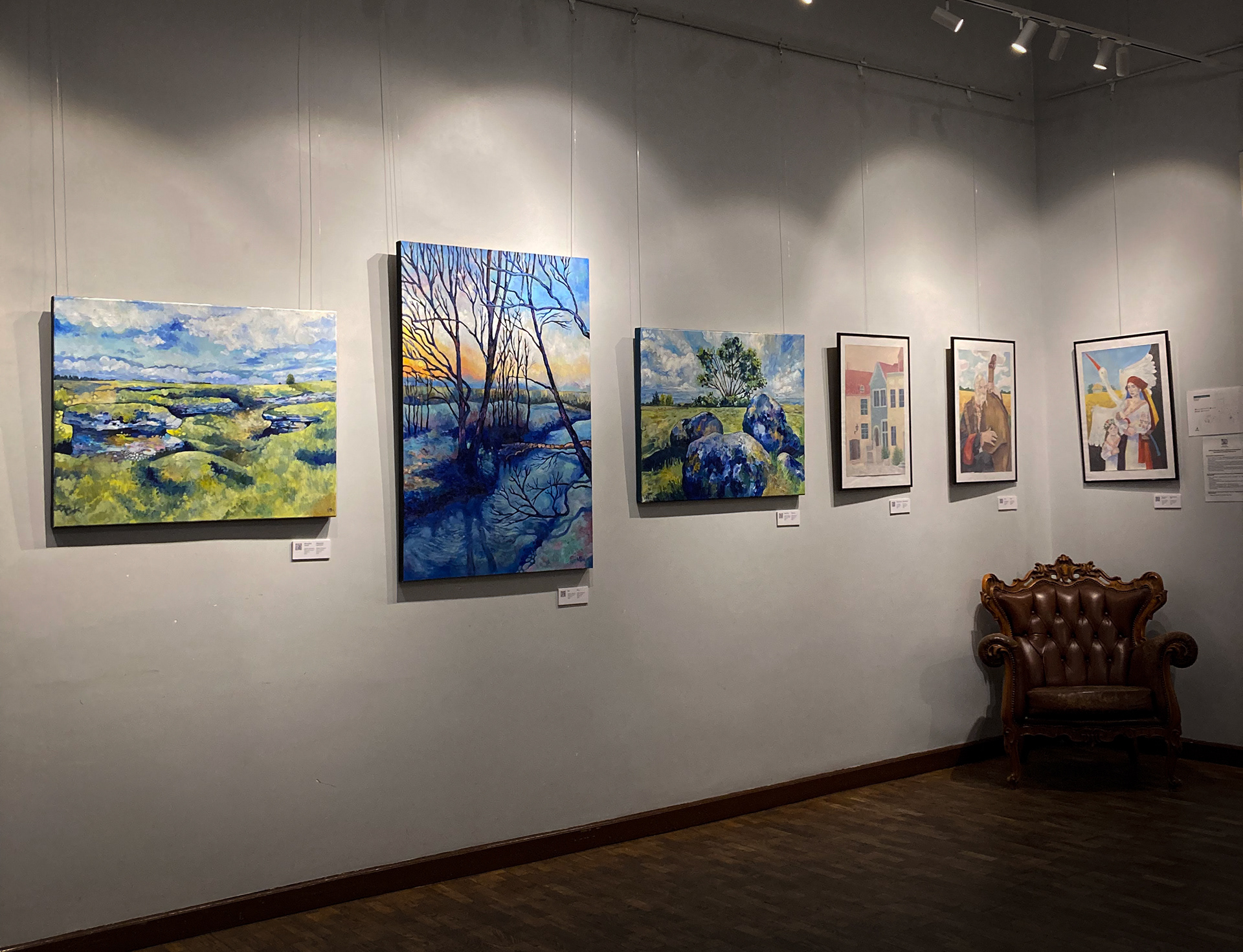 3 paintings on the left - Group-Exhibition “Otsides ilu / In Pursuit of Beauty”