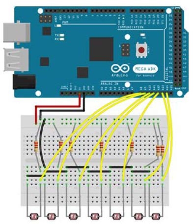 Diagram of photoresistor sensor array cuircuit