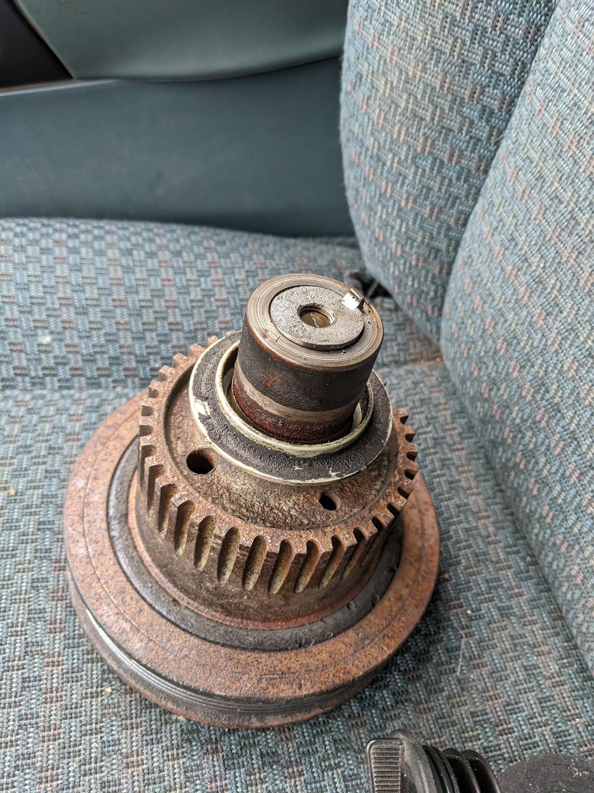 Driving along one day and the engine on my truck died. The crankshaft snapped at the harmonic balancer.