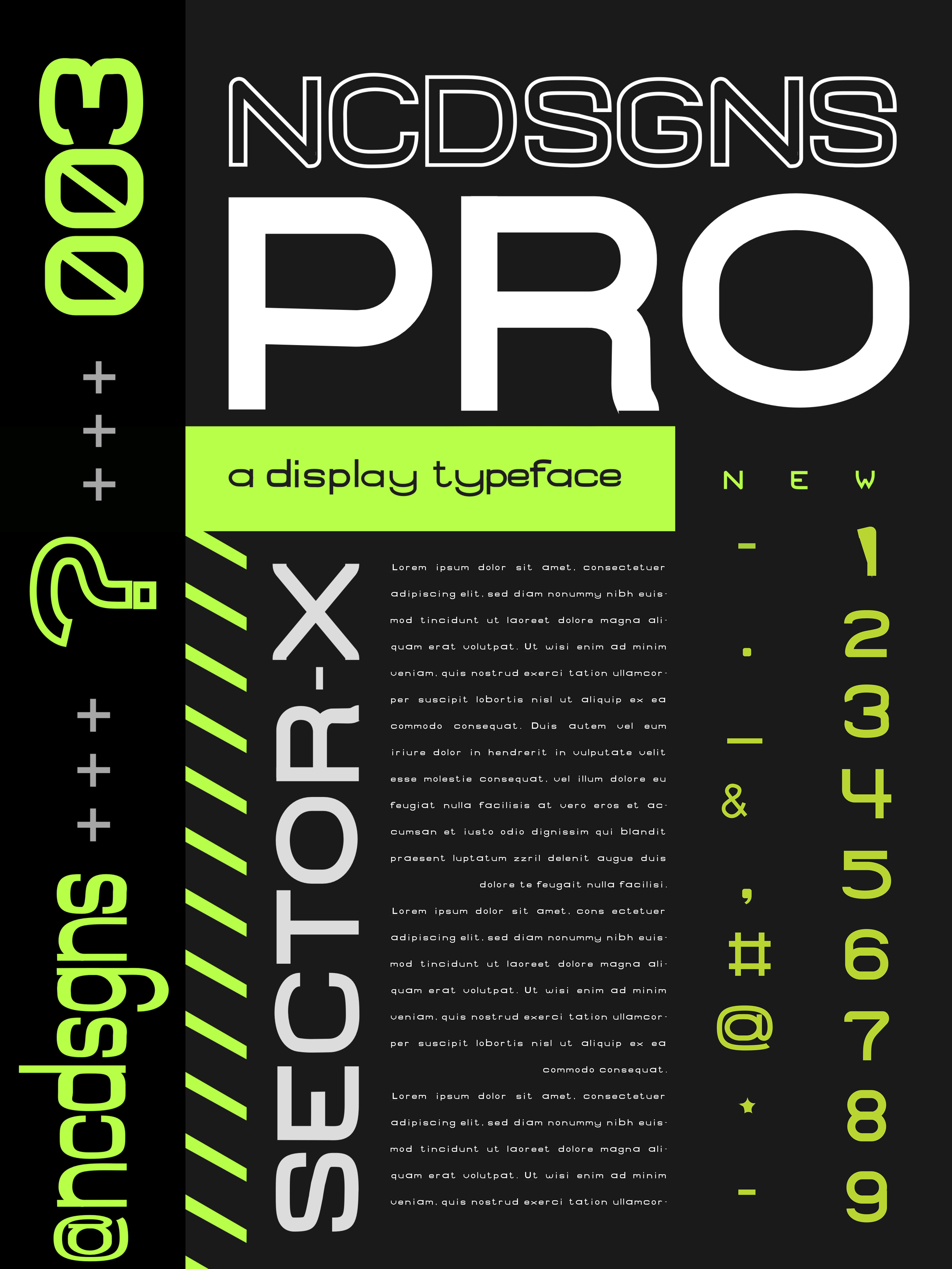 "NCDSGNS Pro" Typeface Specimen