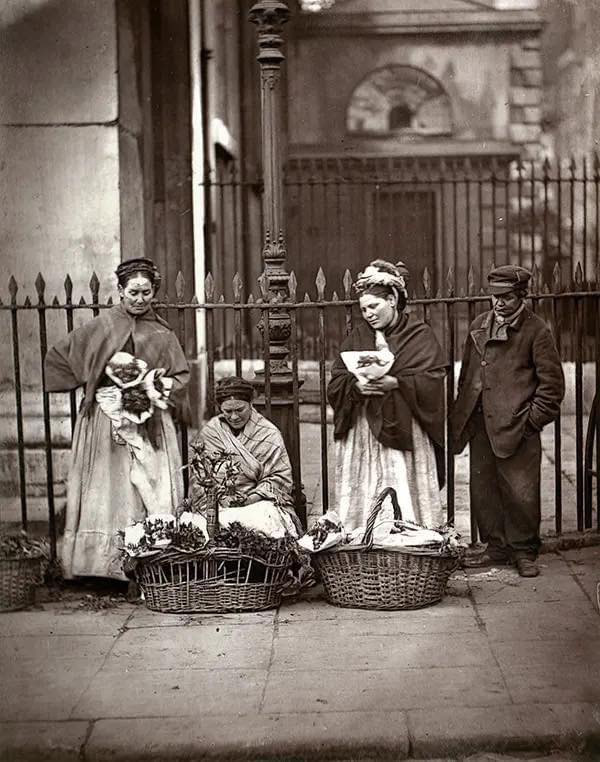 Flower sellers, Victorian London