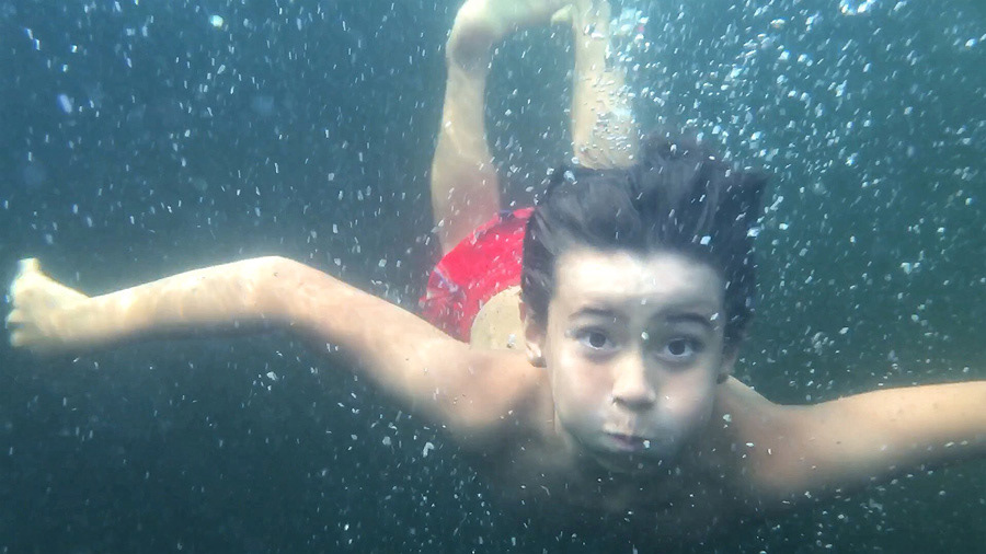 Underwater fun at the cottage with an iPhone pouch