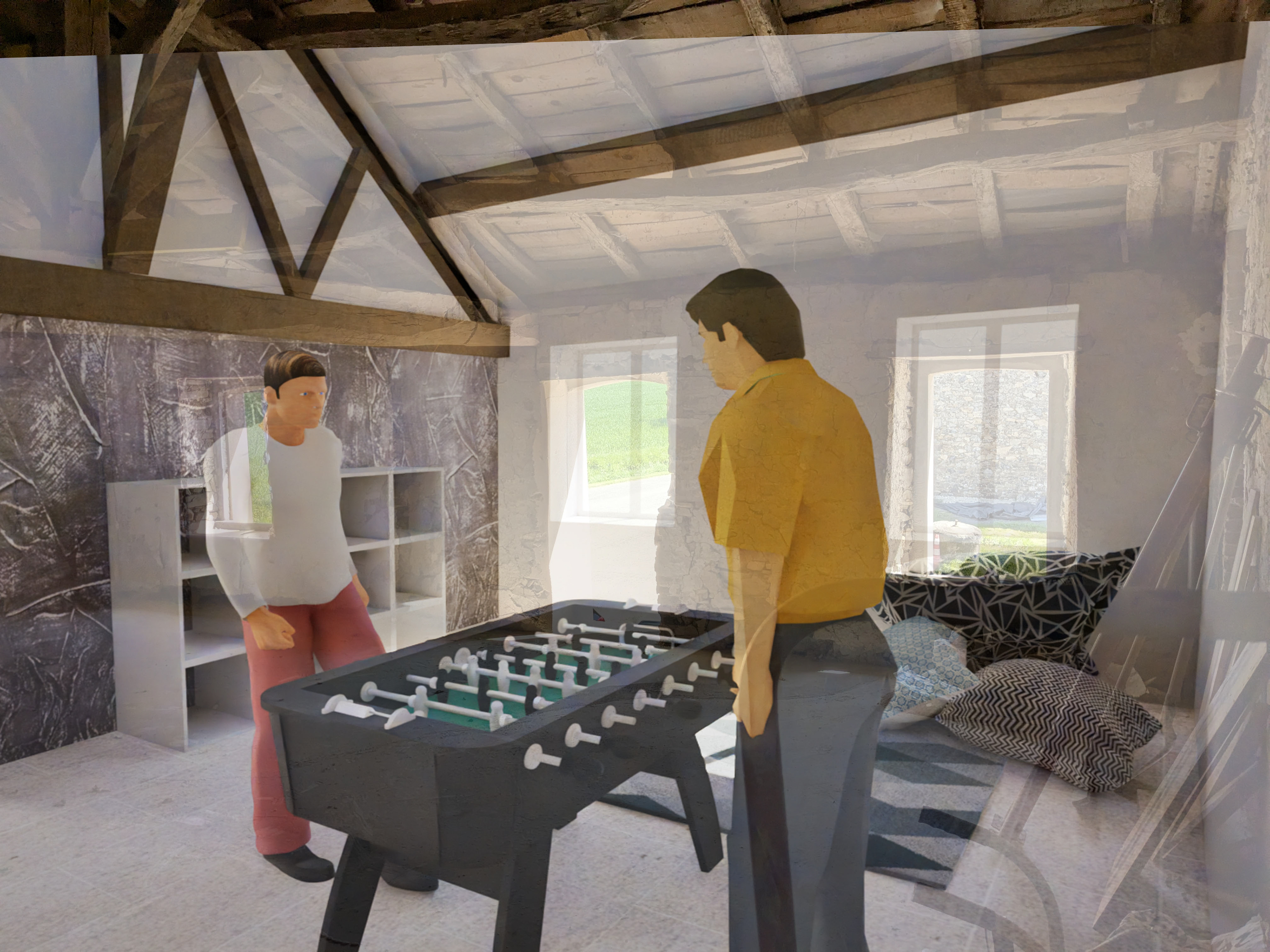 Montage prévisualisation cloison chambre/ salle de jeux