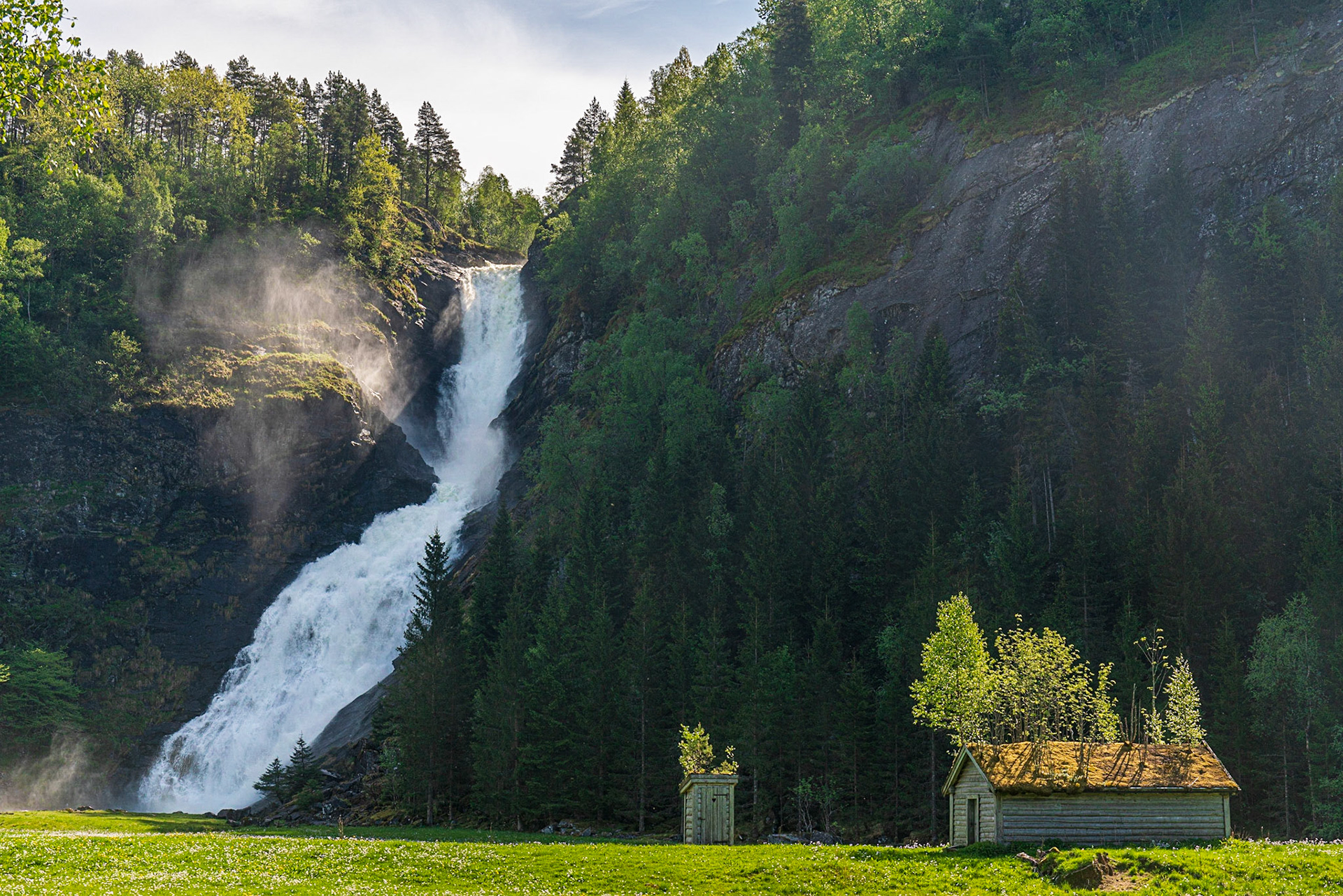 Huldefossen waterfall