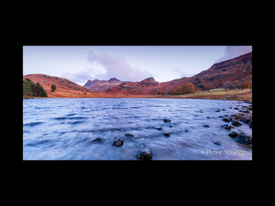 The Langdales behind Blea Tarn in the English Lake Districton a Windy Morning
