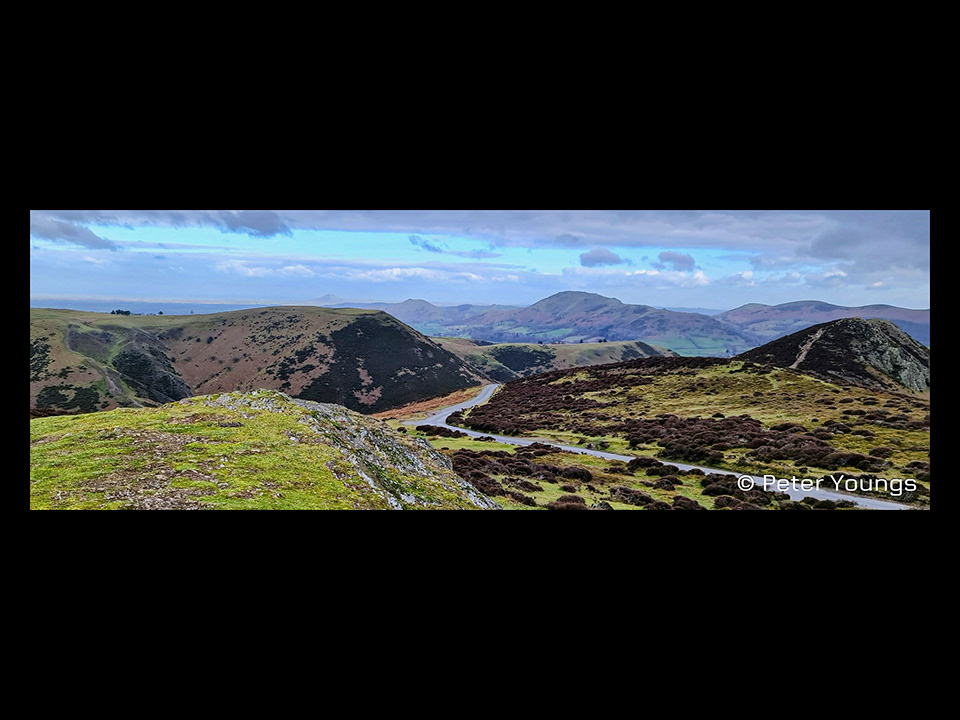 The Shropshire Hills including the Wrekin, Lawley Caer Cardoc, the Bodring, Hope Bowdler Ride line and Burway Hill from above the Burway