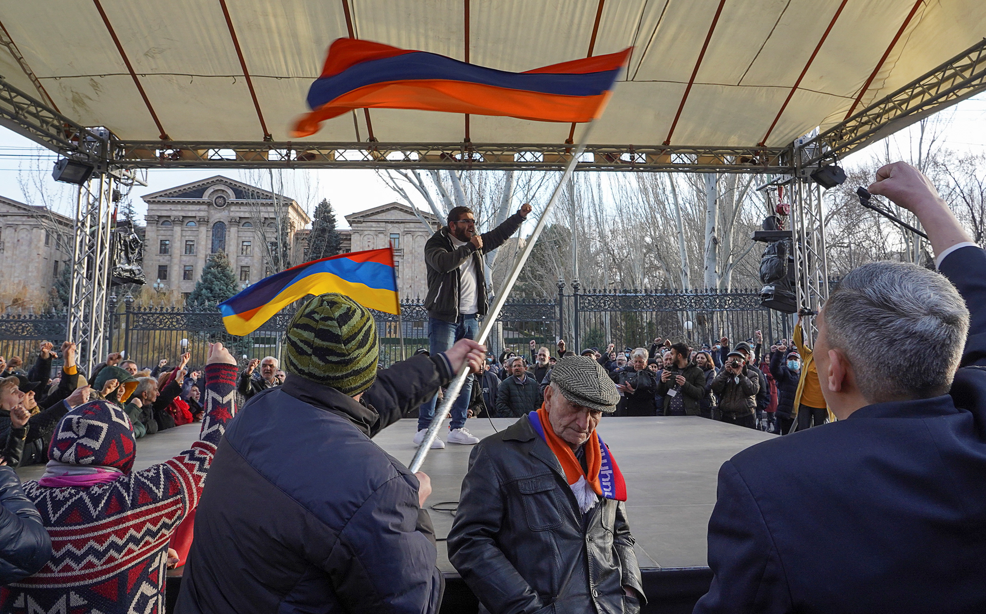 People attend an opposition rally to demand the resignation of Armenian Prime Minister Nikol Pashinyan in Yerevan, Armenia March 9, 2021. REUTERS/Artem Mikryukov