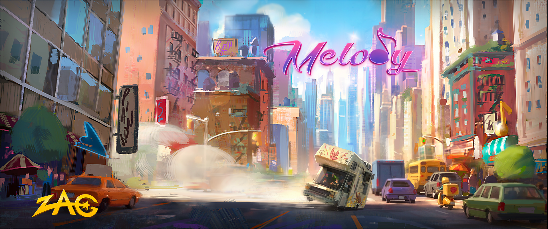 Concept art of the city Melody at Zagtoon Miraculous Ladybug– Benjamin Guillon